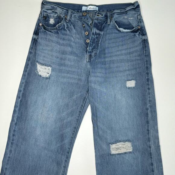 Kancan | Distressed High Rise Button Fly Wide Leg Jeans - Picture 6 of 7